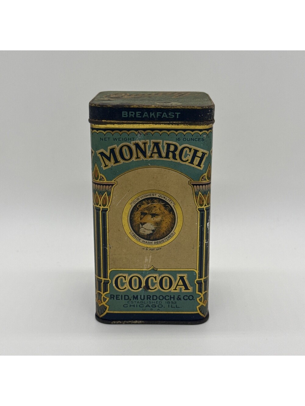 MONARCH COCOA Free SAMPLE TIN Chocolate VINTAGE Antique Advertising LION